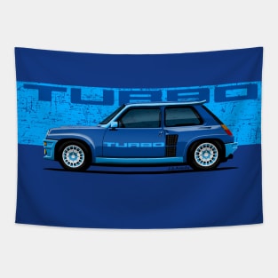 Drawing of the winning classic French blue sports car Tapestry