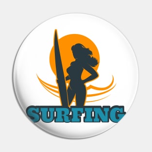 Surfing Colorful Emblem Pin