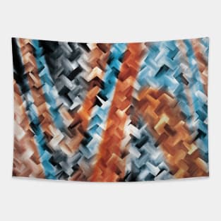 Burnt Orange And Blue Abstract Art Tapestry