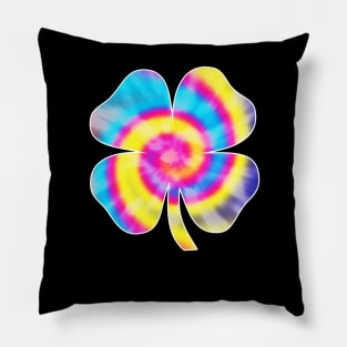 Irish Tie Dye Shamrock Lucky Four-leaf Clover St Patrick's Day Pillow