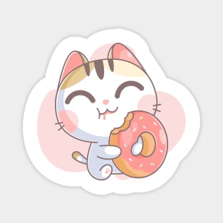 Kitten character eating a donut Magnet