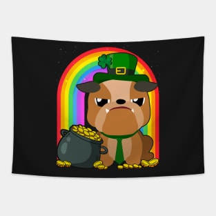 Bulldog Rainbow Irish Clover St Patrick Day Dog Gift product Tapestry