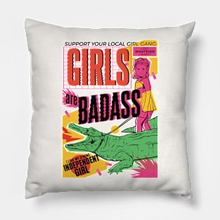 Retro Girls Are Badass Girl Power // 90s Nostalgia Girl Gang Pillow