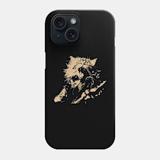 Maine Coon Cat Playing Guitar Vintage 90s Style Rock Phone Case