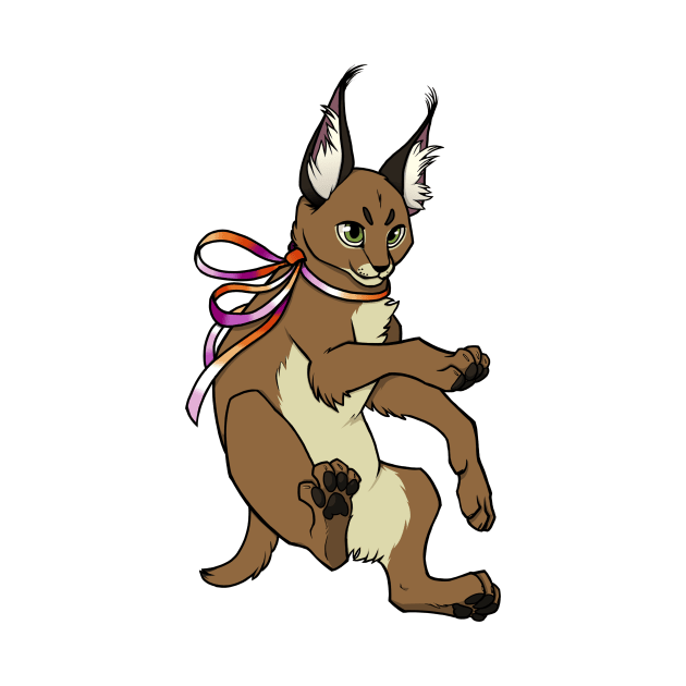 Lesbian Pride Caracal (Lesbian Floppa) by saltuurn