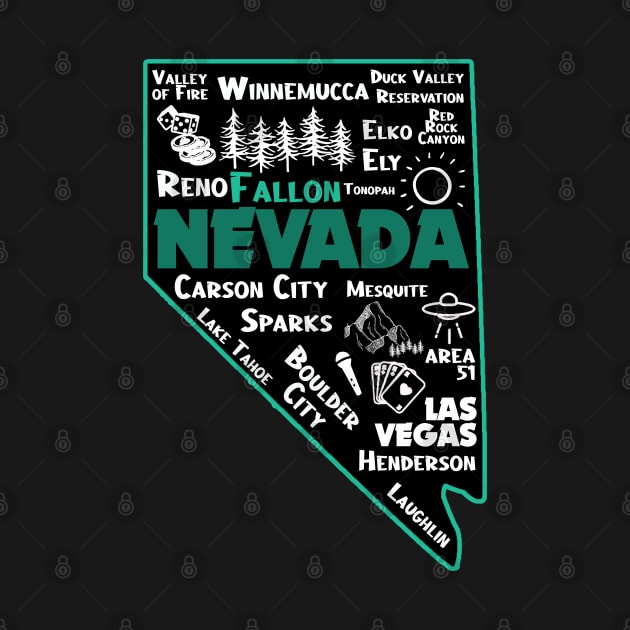 Fallon Nevada Map Las Vegas Winnemucca Reno Elko Ely Carson City Boulder City by BoogieCreates