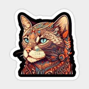 Colorful Cat Boho - Be Funny Everyday Magnet