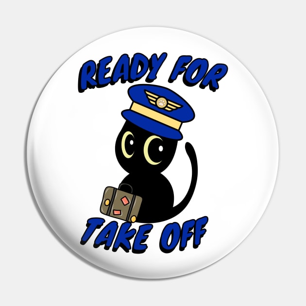 Funny black cat is a pilot Pin by Pet Station