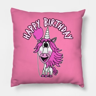 Happy Birthday Unicorn Lover Girl Horse Funny Pillow