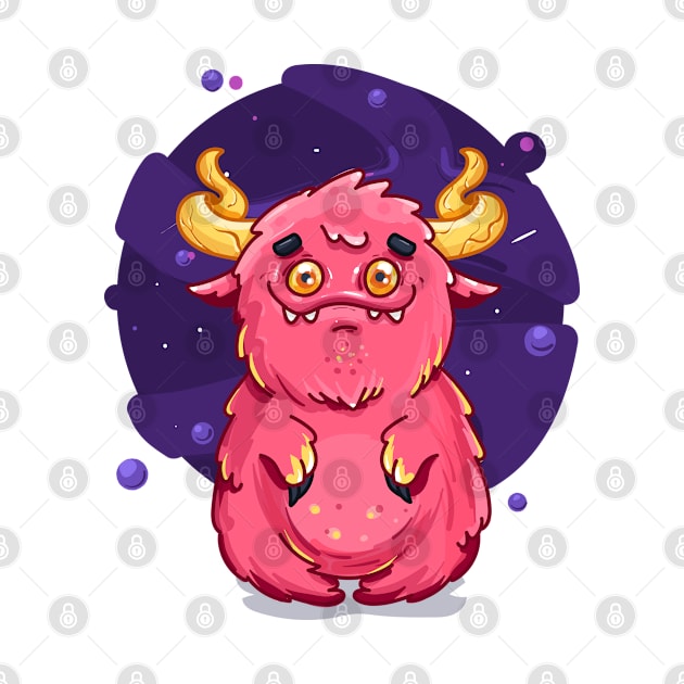Cute Burly Friendly Pink Monster by PosterpartyCo