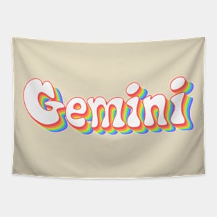 Retro Rainbow Gemini Zodiac Sign Tapestry