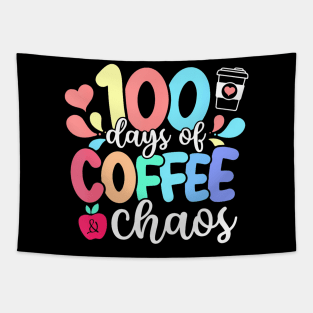 100 Days Of Coffee  Chaos Happy 100Th Day School Teacher Tapestry