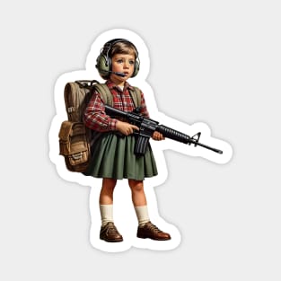 The Little Girl and a Toy Gun Magnet