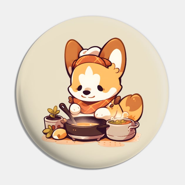 Cute Corgi Cooking Pin by Serene Simplicity