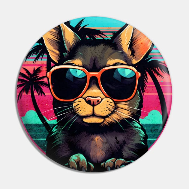 Retro Wave Degu Pin by Miami Neon Designs