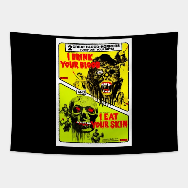 I Drink Your Blood & I Eat Your Skin Combo (1971) Tapestry by GardenOfNightmares