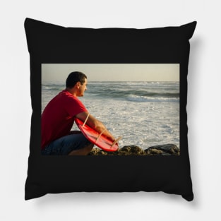 Surfer watching the waves Pillow