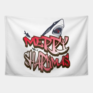 Merry Sharkmas funny Christmas Tapestry