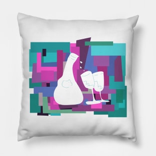 Abstract Fusion: Unleashing Cool Vibes with a Wine Symphony Pillow