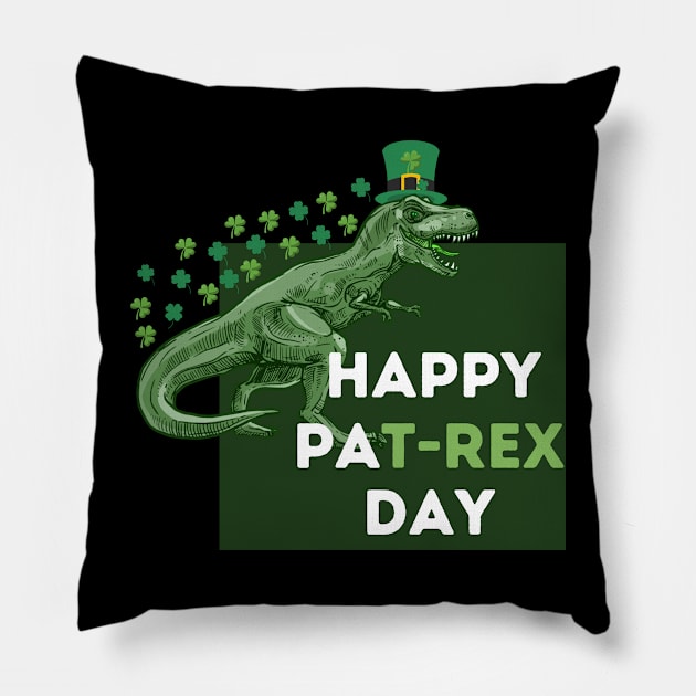 Happy St Pat T Rex Day Pillow by flexibleart