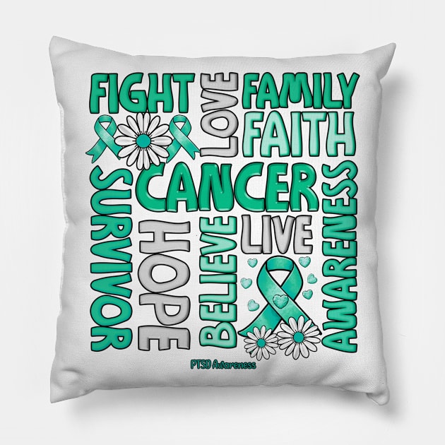 PTSD Awareness Awareness - Fight love survivor ribbon Pillow by JerryCompton5879