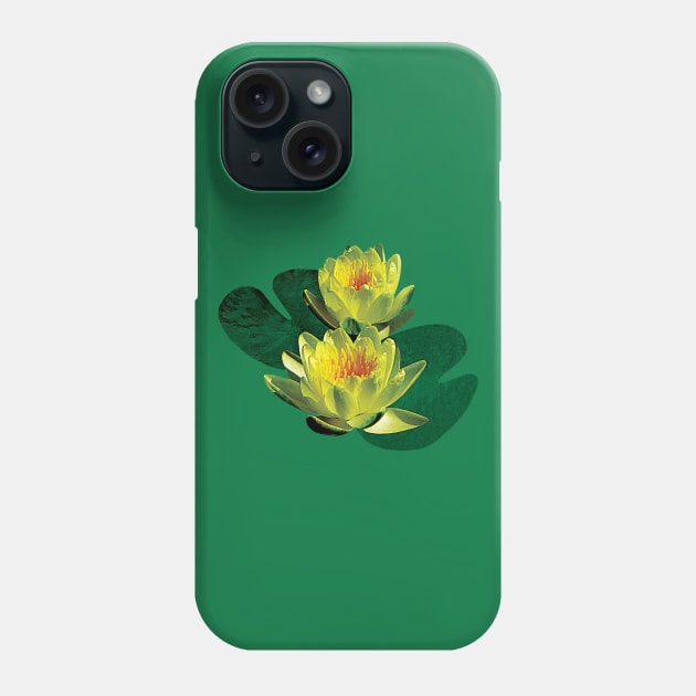 Water Lilies - Two Yellow Water Lilies Phone Case by SusanSavad