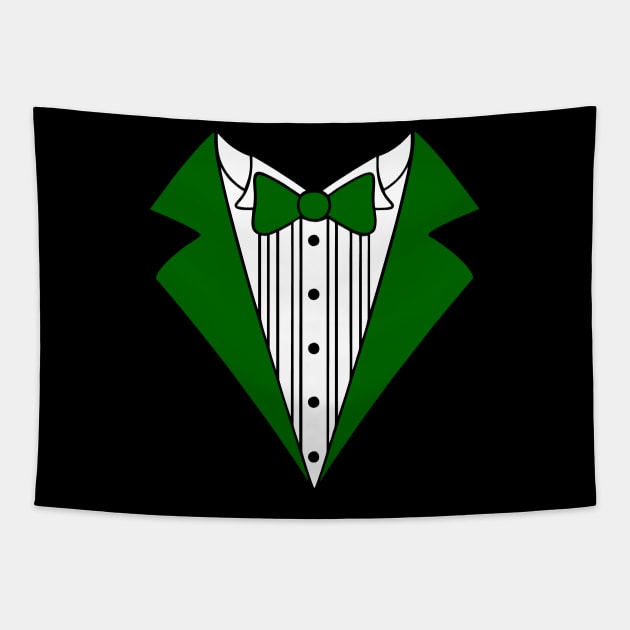 tuxedo t-shirt print green Tapestry by The Laughing Professor