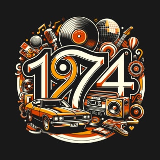 Retro 1974 Vintage Year Celebration Design T-Shirt