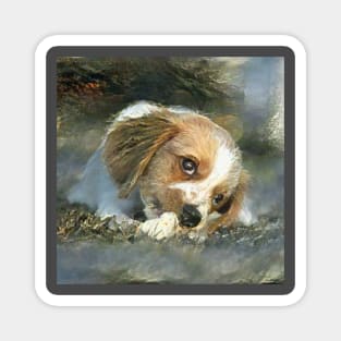 Cute puppy painting (pet, dog, pretty and hiking) Magnet