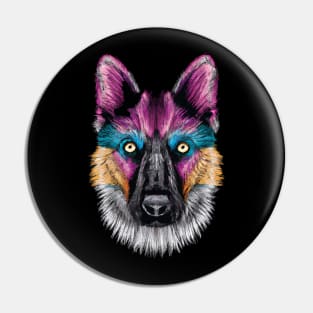 Alsatian Dog Tricolor Pin