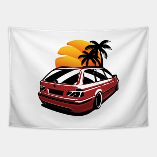 Red E39 Touring Sunset Tapestry