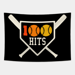 100 Hits Softball Baseball Coach High School Softball Mom Tapestry