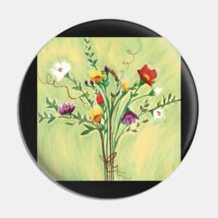 Lemon Floral Meadow Freesias Pin