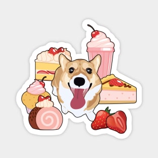 Strawberry Desserts Corgi Magnet