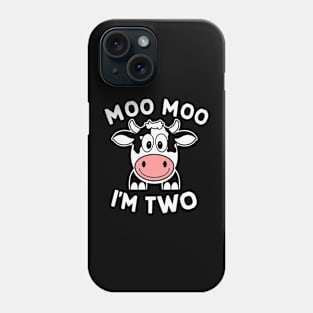 I'm Two 2nd Birthday Cow Farm Theme Party 2 Year Old Toddler Phone Case