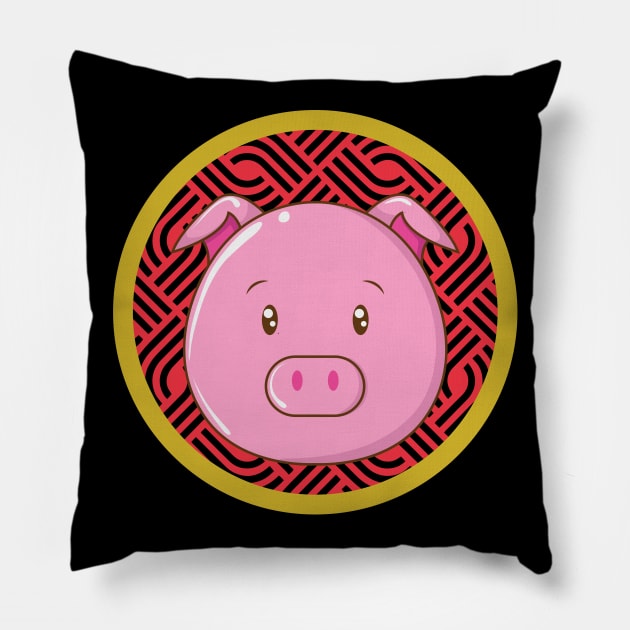 Pig Chinese zodiac Pillow by dieEinsteiger