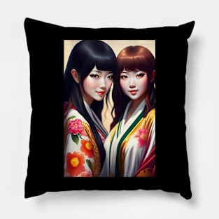 Cute Japanese girl anime,Vintage 90's anime style Pillow