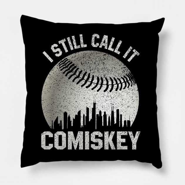 Vintage Chicago City Skyline White Baseball South Side S.O.X Pillow by justiceberate