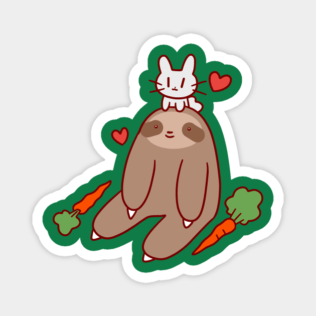 Sloth Loves Bunny Magnet by saradaboru