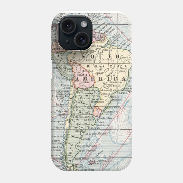 Vintage Map of South America (1901) Phone Case by Bravuramedia