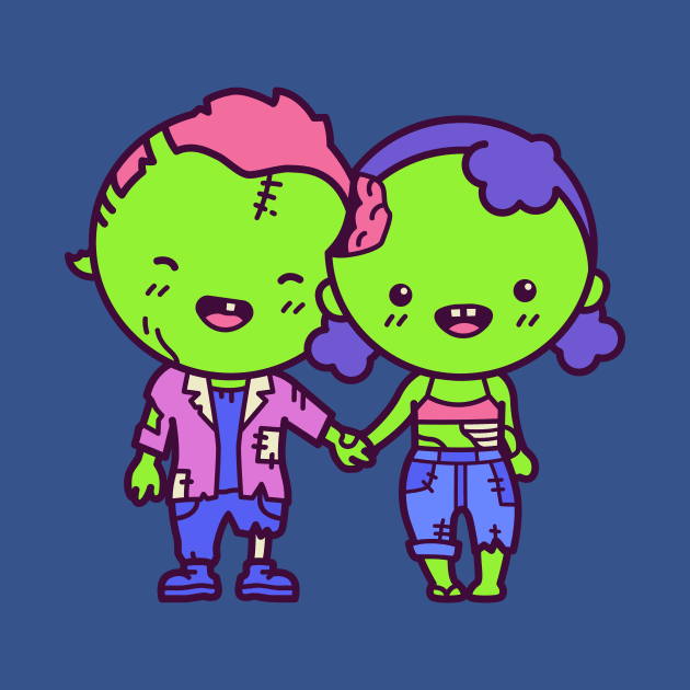 Cute Kawaii Zombie Couple Cartoon by SLAG_Creative