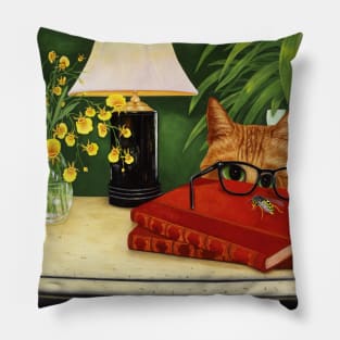 Orange Tabby, Orchids and Bee Pillow