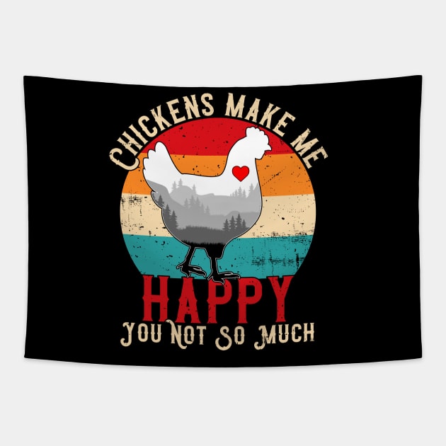 Chickens Make Me Happy You Not So Much Tapestry by Atelier Djeka