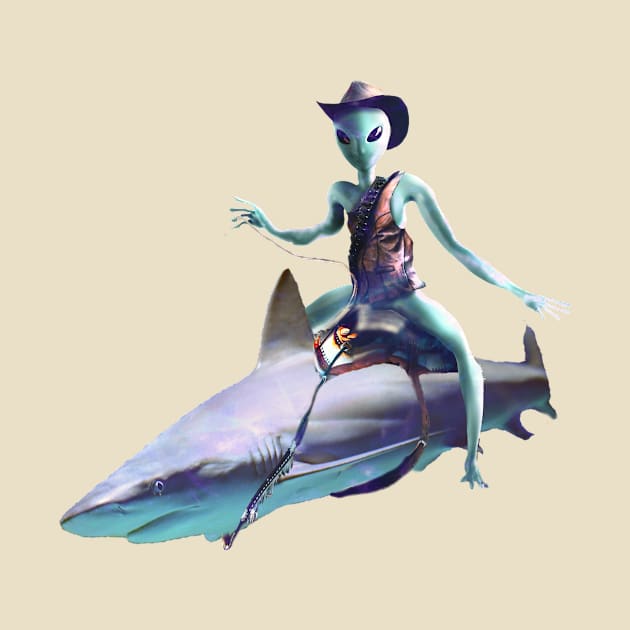 Cowboy Alien Riding Shark by Random Galaxy