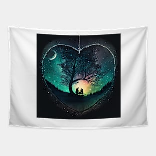 Heart Tree Northern Lights #002 Tapestry