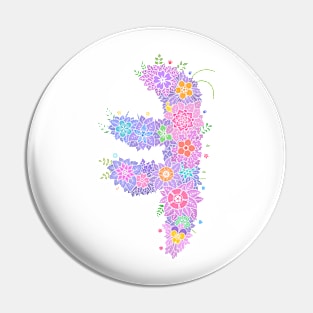 "ㅕ" Floral Letter Hangeul Pin