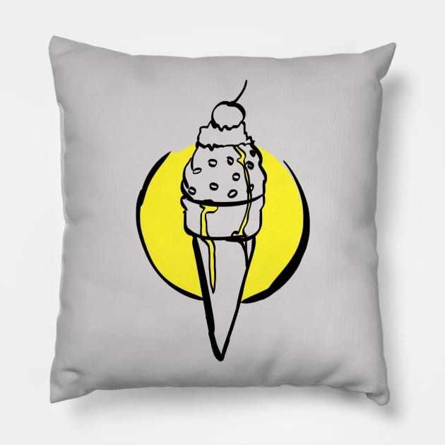 Ice Cream (Yellow) Pillow by @akaluciarts