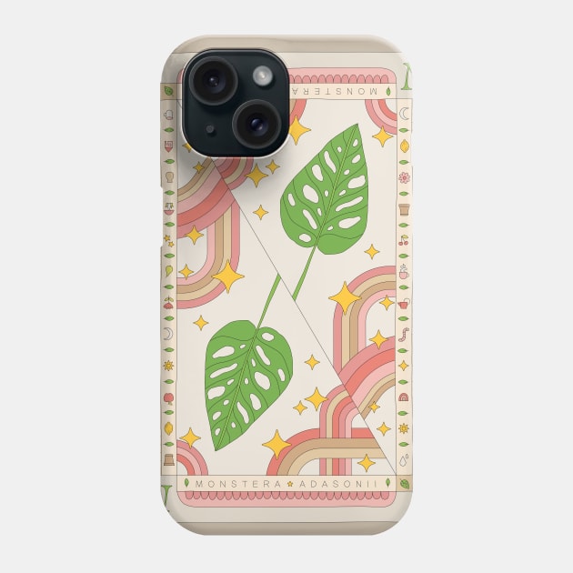 Monstera Adasonii Monkey Mask Plant Illustration with Playing Card Design for Plant Mom Plant Daddy Phone Case by annagrunduls