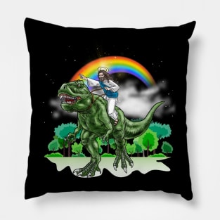 Jesus Riding Dinosaur Pillow