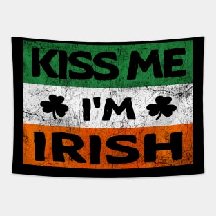 Kiss Me I'm Irish Ireland Flag shamrock St Patrick's day Tapestry